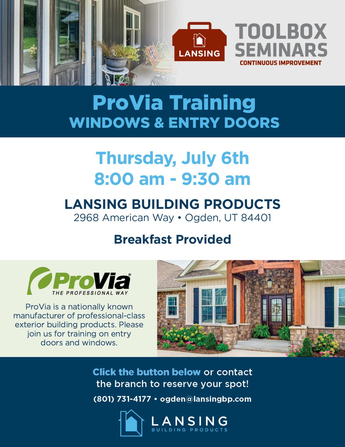 ProVia Training Windows & Entry Doors Lansing Building Products