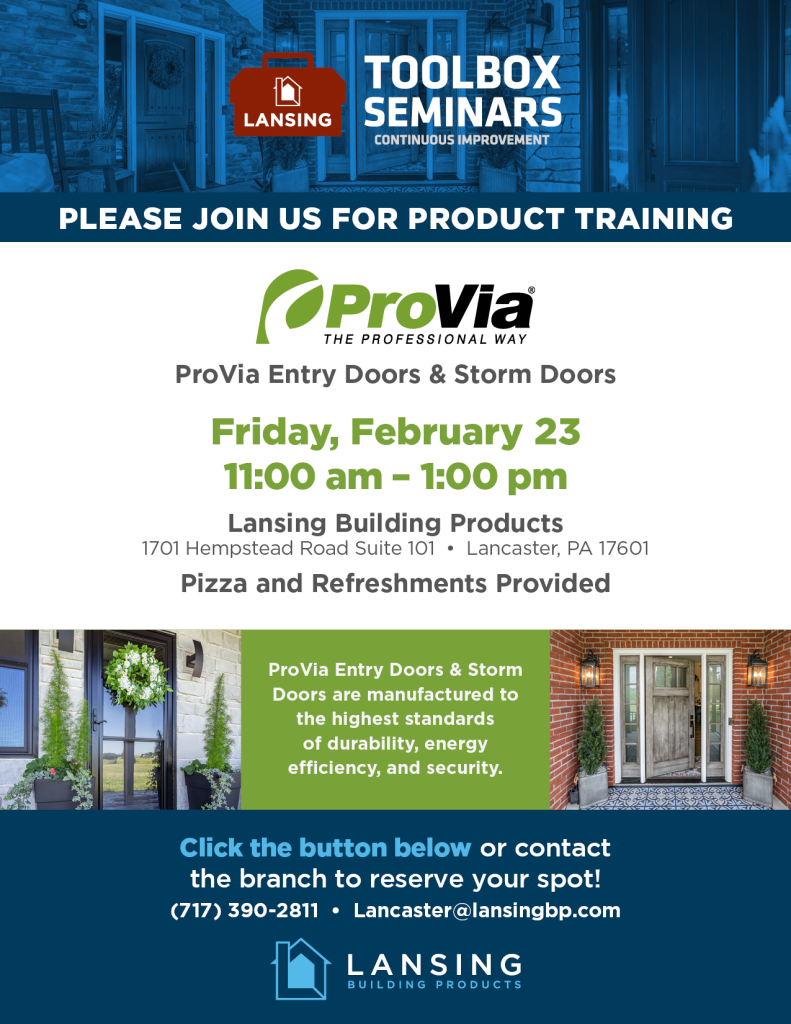 Toolbox Seminar ProVia Lansing Building Products