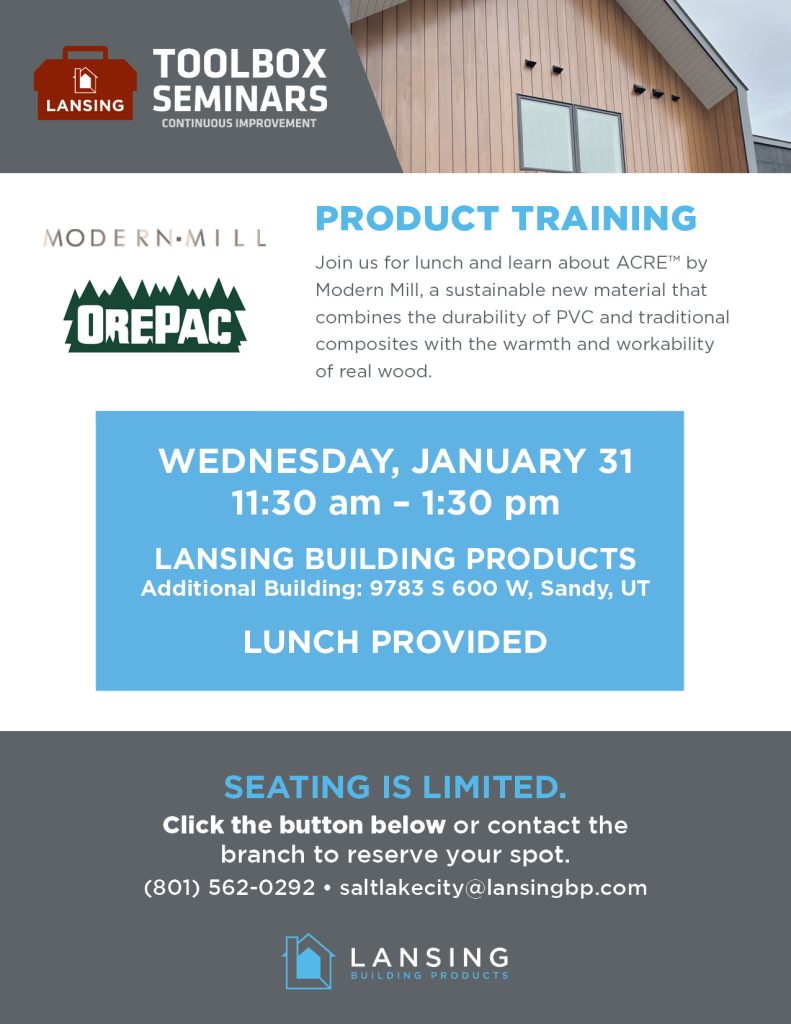 Toolbox Seminar - Modern Mill ACRE - Lansing Building Products